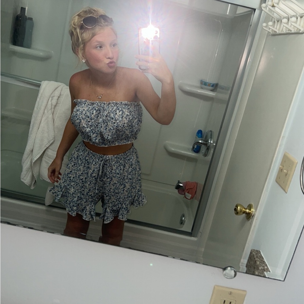 Floral Blue Two-Piece Set